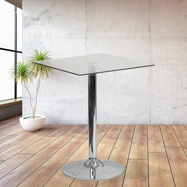 Square glass round base 23.75"D  23.75"W  30"H  8mm toughene  glass table - Image 5