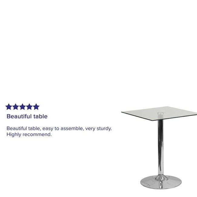 Square glass round base 23.75"D  23.75"W  30"H  8mm toughene  glass table - Image 8