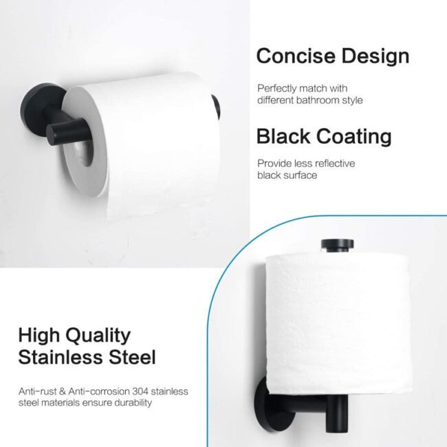5-piece bath hardware set. it includes a towel bar, towel ring, toilet paper holder, and two towel hooks. these sets are often made of stainless steel with 3 variant a black finish and golden or silver - Image 18