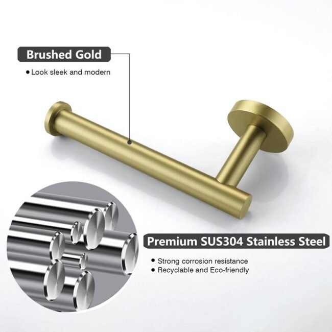 5-piece bath hardware set. it includes a towel bar, towel ring, toilet paper holder, and two towel hooks. these sets are often made of stainless steel with 3 variant a black finish and golden or silver - Image 5