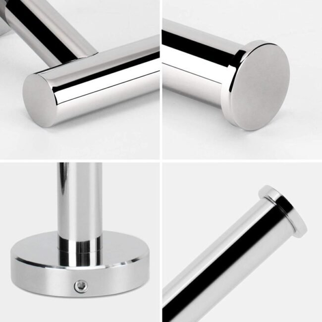 5-piece bath hardware set. it includes a towel bar, towel ring, toilet paper holder, and two towel hooks. these sets are often made of stainless steel with 3 variant a black finish and golden or silver - Image 4