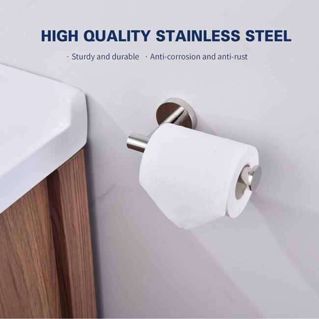 5-piece bath hardware set. it includes a towel bar, towel ring, toilet paper holder, and two towel hooks. these sets are often made of stainless steel with 3 variant a black finish and golden or silver - Image 7