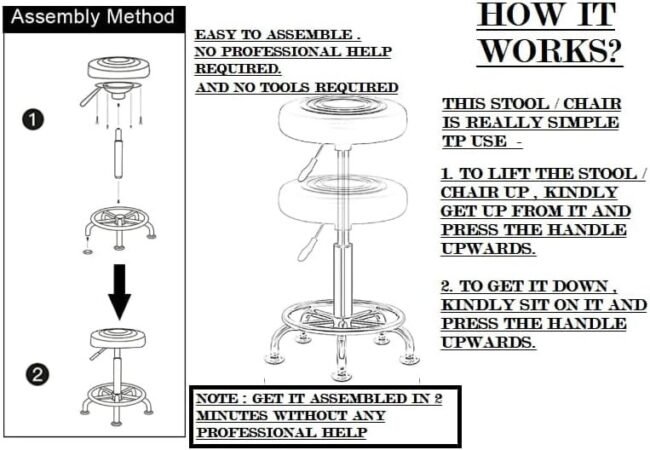 "Mezonite Office Bar Stool Chair". It's a red, armless stool with a revolving, height-adjustable seat and a chrome-finished base. It is suitable for various settings, including hospitals, clinics, cafeterias, dining areas, pubs, offices, shops, reception areas, and studies. - Image 3