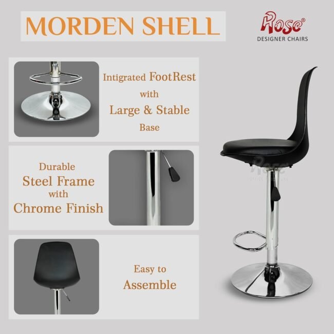 Black Swivel Bar Stool , a black bar stool with a swivel function, likely the ALFORDSON model, known for its gas lift and adjustable height features. Bar stools are designed to be tall and narrow, fitting well with bars and high tables. - Image 12