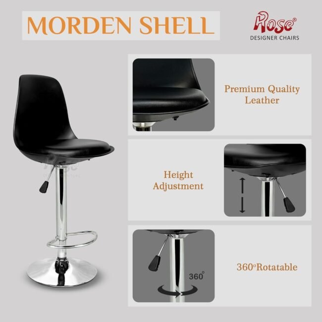 Black Swivel Bar Stool , a black bar stool with a swivel function, likely the ALFORDSON model, known for its gas lift and adjustable height features. Bar stools are designed to be tall and narrow, fitting well with bars and high tables. - Image 11