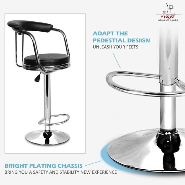 Rose®KBC Stool Height Adjustable & Revolving Bar Stool/Kitchen Chair (Black) for use bar, console and chasing uses also - Image 2