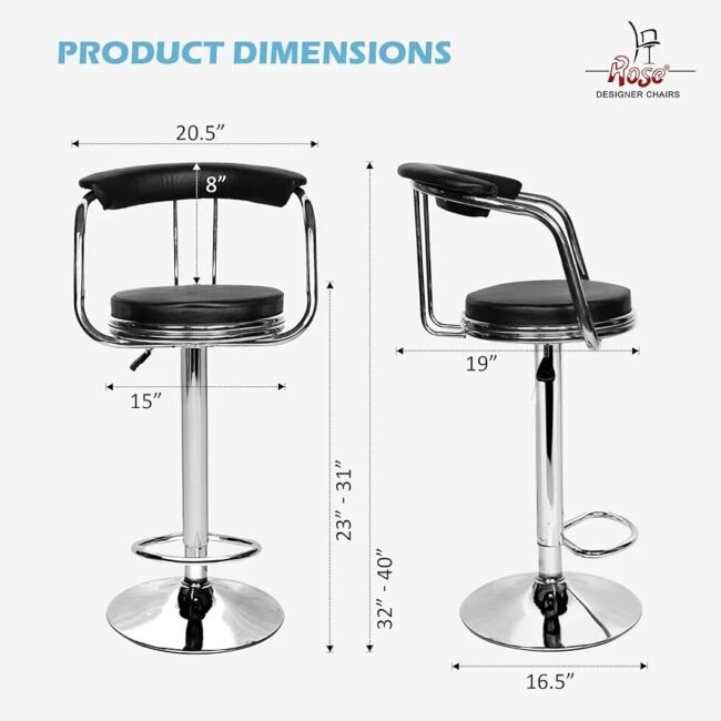 Rose®KBC Stool Height Adjustable & Revolving Bar Stool/Kitchen Chair (Black) for use bar, console and chasing uses also - Image 3