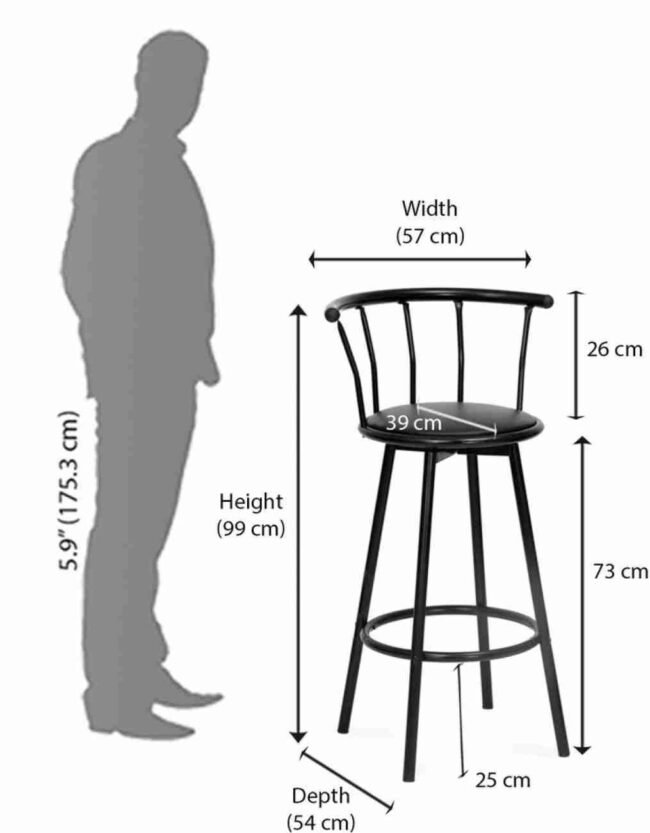 Flash Furniture Crown Back Black Metal Barstool with Black Vinyl Swivel Seat - Image 7