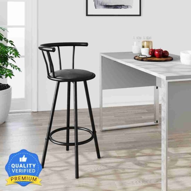 Flash Furniture Crown Back Black Metal Barstool with Black Vinyl Swivel Seat - Image 3