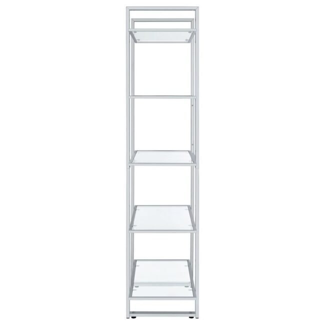 Polished Chrome Metal Finish Shelf Unit with Glass bookcase Shelves - Image 3