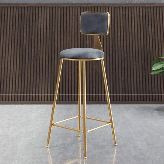 Gold Frame Bar Stool with multiple colours Velvet Upholstery" - Image 2