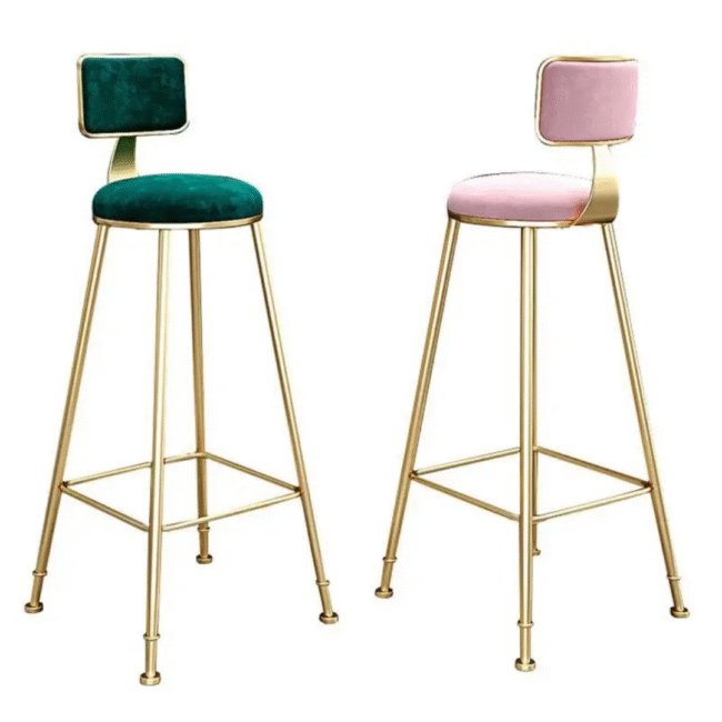 Gold Frame Bar Stool with multiple colours Velvet Upholstery"