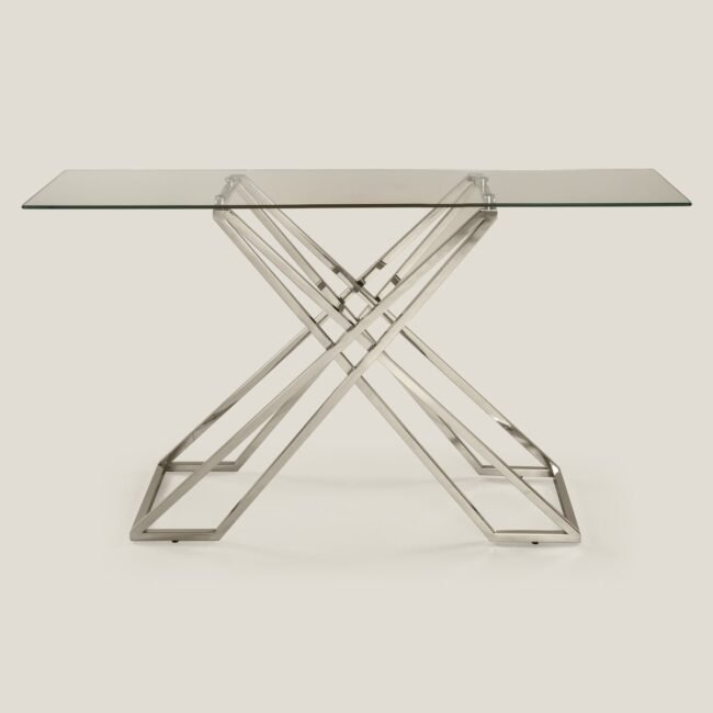 Modern Geometric Glass & Steel Console Table
. with primium steel