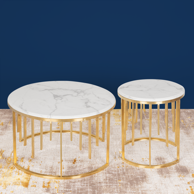Luxe Marble & Gold Nesting Coffee Tables set of two - Image 3