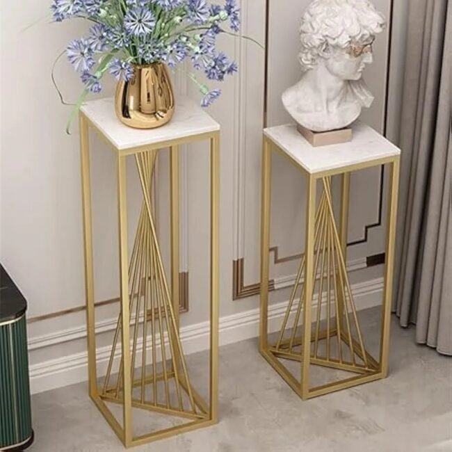 Elegant Geometric Nesting Accent Tables with Faux Marble Tops - Image 3