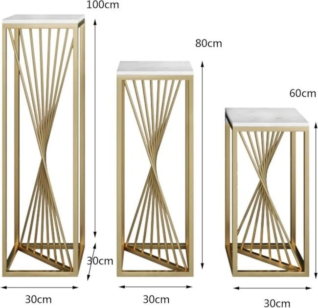 Elegant Geometric Nesting Accent Tables with Faux Marble Tops - Image 2