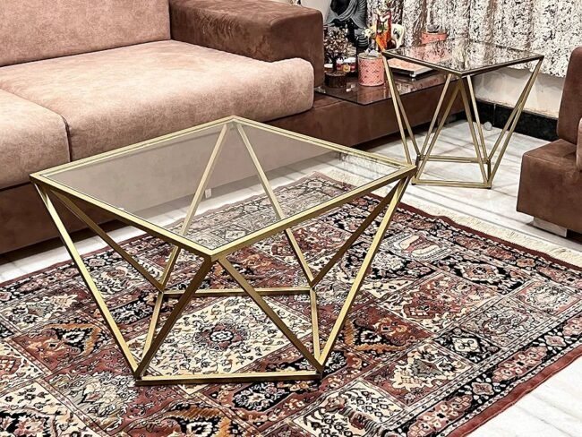The Valerie Gold Geometric Coffee Table - Image 6