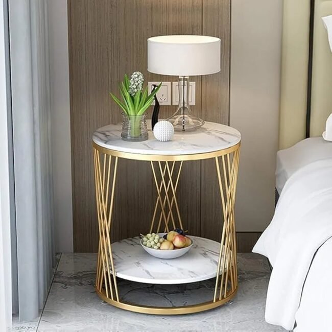 premium steel luxury Elegant Round Marble & Gold Accent Table for living room coffee table - Image 4