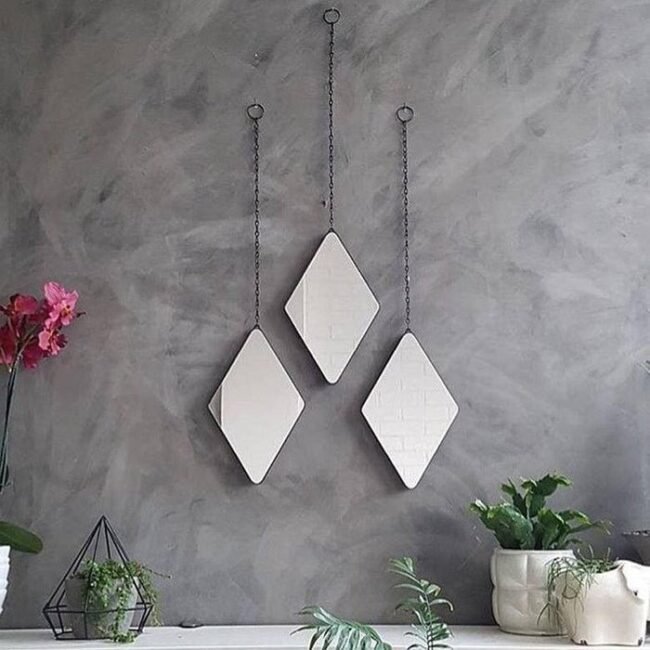 mordan Diamond Hanging Wall Mirrors, Set of 3 - Image 5