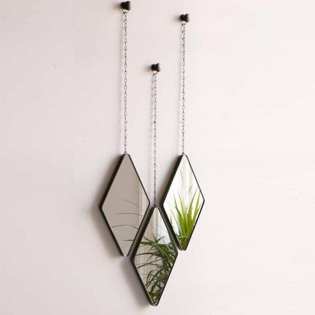 mordan Diamond Hanging Wall Mirrors, Set of 3 - Image 2