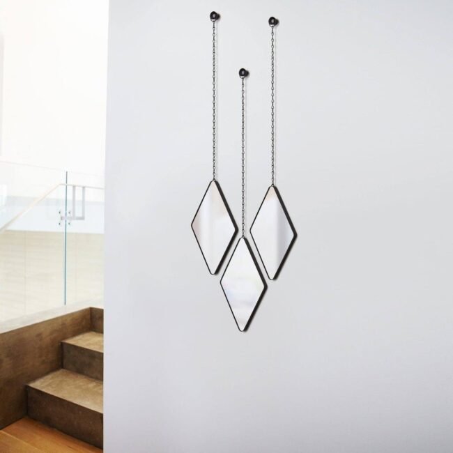 mordan Diamond Hanging Wall Mirrors, Set of 3 - Image 6