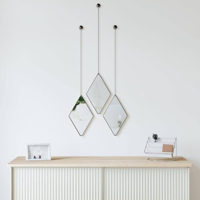 mordan Diamond Hanging Wall Mirrors, Set of 3 - Image 4