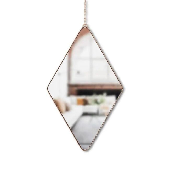 Diamond Hanging Wall Mirrors, Set of 3, Rose Gold/Copper Finish
   * Hanging Wall Mirrors: Clearly states the product type.
   * Set of 3: Indicates the quantity included.
   * Rose Gold/Copper Finish: Accurately reflects the unique color and finish. - Image 2