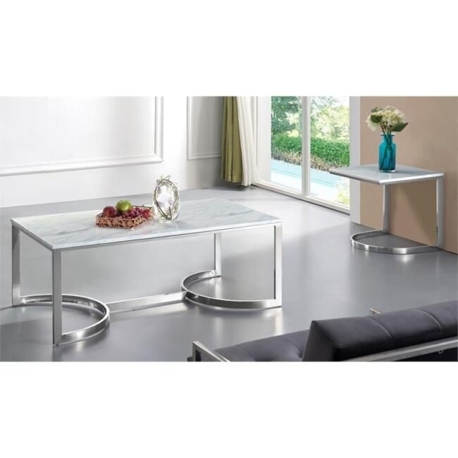Modern marble and chrome accent table - Image 6