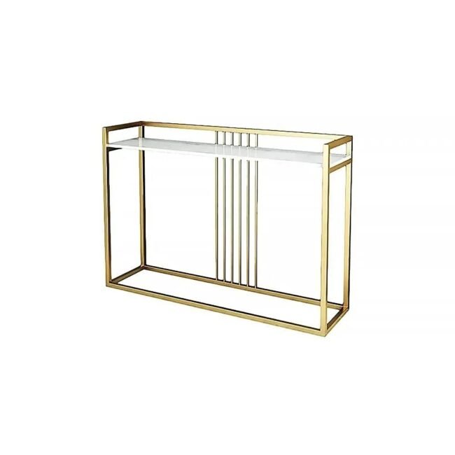 Unique Gold Steel Console Table with White Top | Slim Modern Design for Entryway & Hallway in 2 sizes