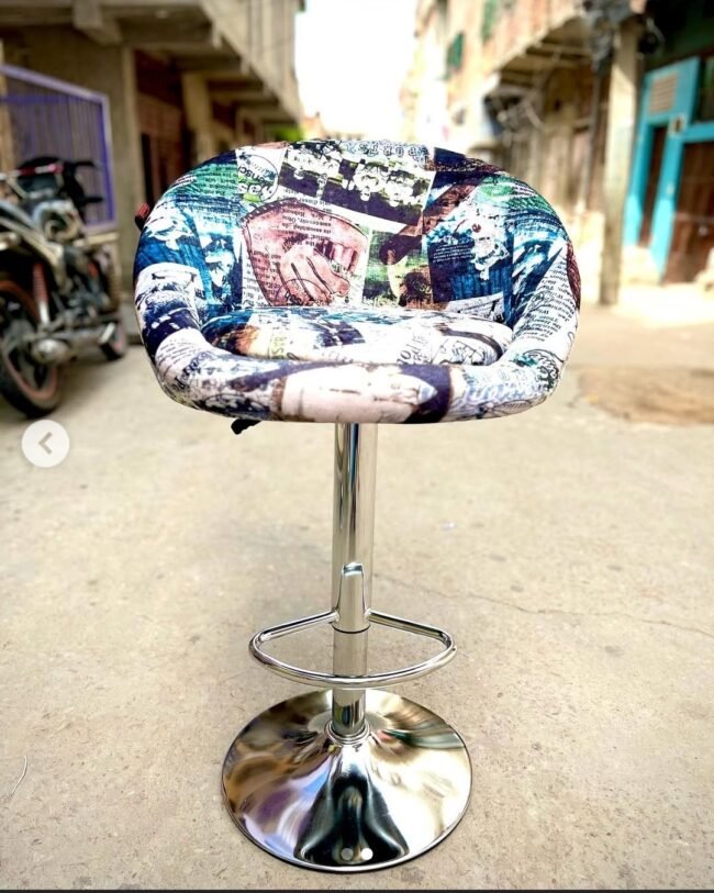 Modern Bar Stool with Abstract Upholstery and kitchen stool - Image 2