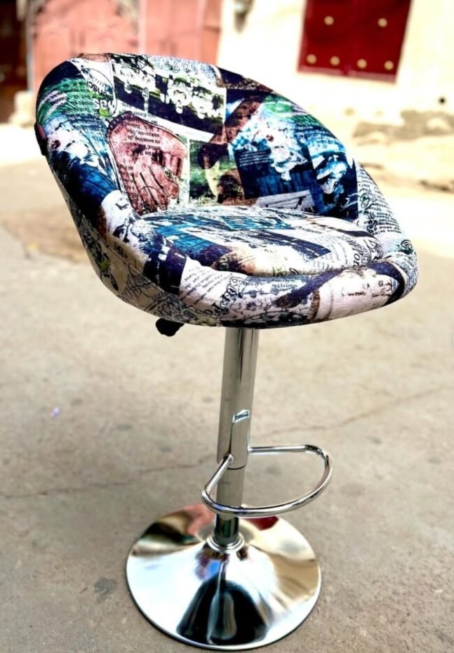 Modern Bar Stool with Abstract Upholstery and kitchen stool