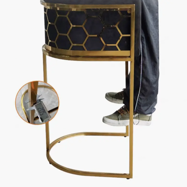 Luxury Gold Commercial Velvet Fabric Bar Chair Laser Honeycomb Design - Image 6
