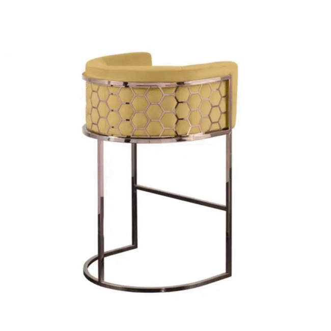 Luxury Gold Commercial Velvet Fabric Bar Chair Laser Honeycomb Design - Image 3