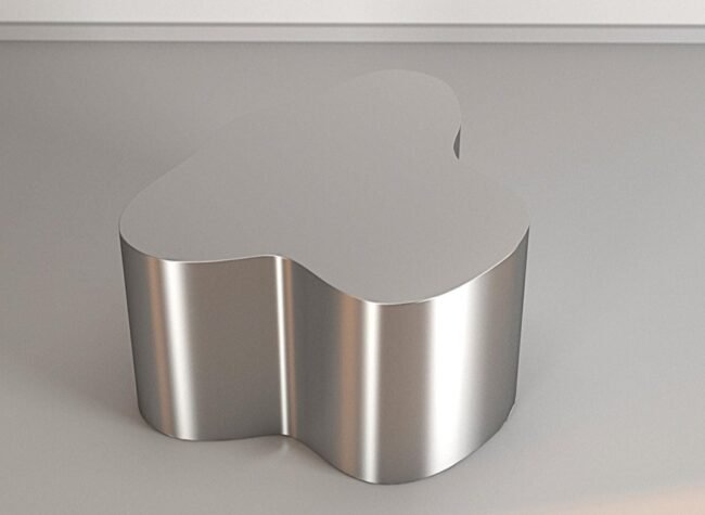 Modern Stainless Steel Coffee Table with Organic Shape - Image 2