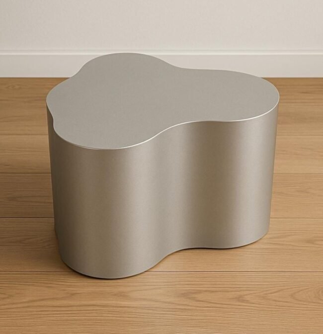 Modern Stainless Steel Coffee Table with Organic Shape - Image 5