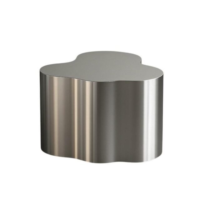 Modern Stainless Steel Coffee Table with Organic Shape - Image 4