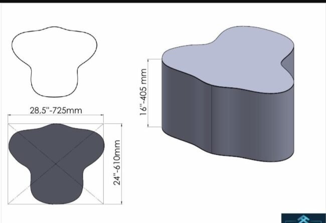 Modern Stainless Steel Coffee Table with Organic Shape - Image 6